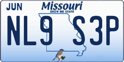 MO license plate NL9S3P