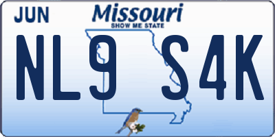 MO license plate NL9S4K