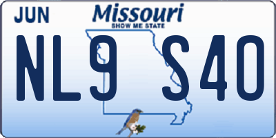MO license plate NL9S4O