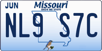 MO license plate NL9S7C