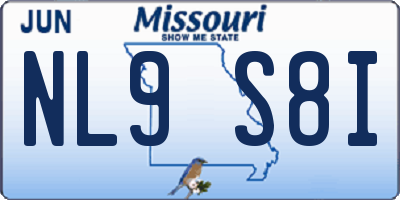 MO license plate NL9S8I