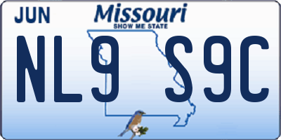 MO license plate NL9S9C