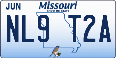 MO license plate NL9T2A