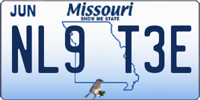 MO license plate NL9T3E