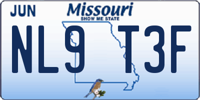 MO license plate NL9T3F