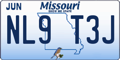 MO license plate NL9T3J