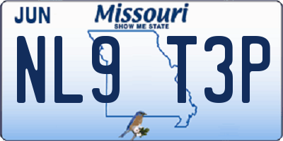 MO license plate NL9T3P
