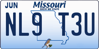 MO license plate NL9T3U