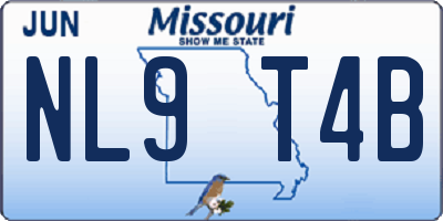 MO license plate NL9T4B