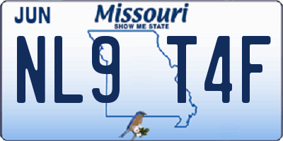 MO license plate NL9T4F