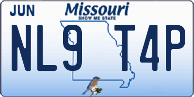 MO license plate NL9T4P