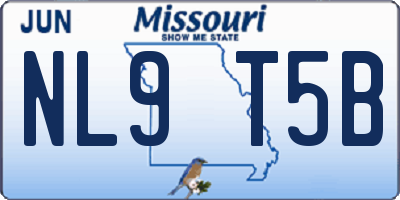 MO license plate NL9T5B