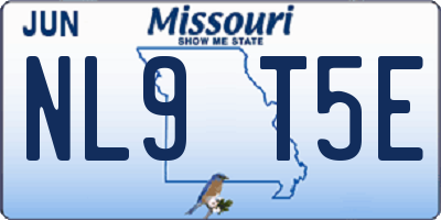 MO license plate NL9T5E
