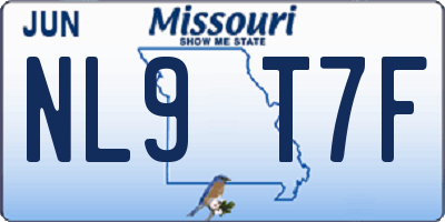 MO license plate NL9T7F