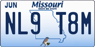 MO license plate NL9T8M