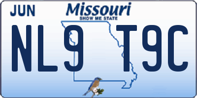 MO license plate NL9T9C
