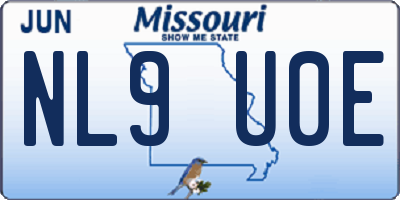 MO license plate NL9U0E