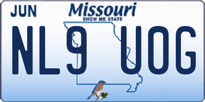 MO license plate NL9U0G
