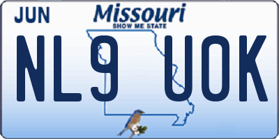 MO license plate NL9U0K