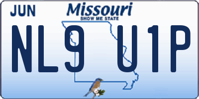 MO license plate NL9U1P