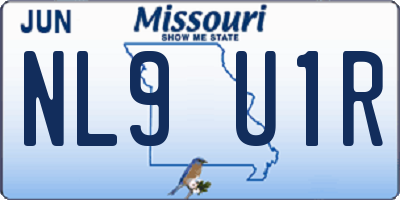 MO license plate NL9U1R