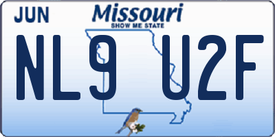MO license plate NL9U2F