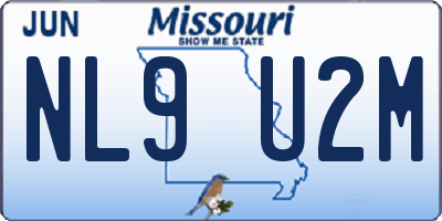 MO license plate NL9U2M