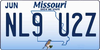 MO license plate NL9U2Z