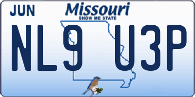 MO license plate NL9U3P