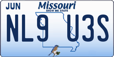 MO license plate NL9U3S