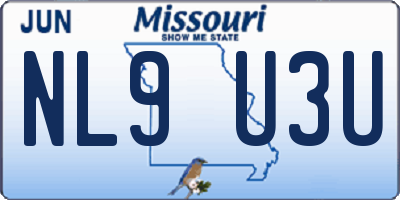 MO license plate NL9U3U