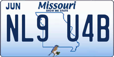 MO license plate NL9U4B
