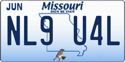 MO license plate NL9U4L