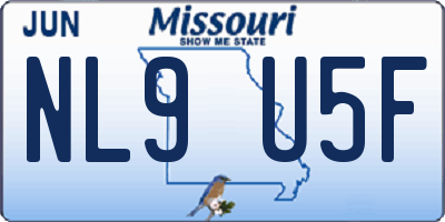 MO license plate NL9U5F