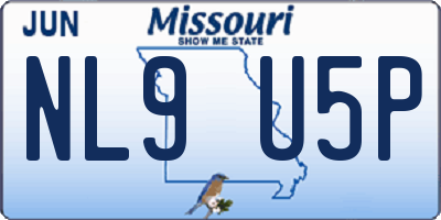 MO license plate NL9U5P