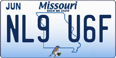 MO license plate NL9U6F