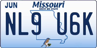 MO license plate NL9U6K