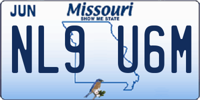 MO license plate NL9U6M