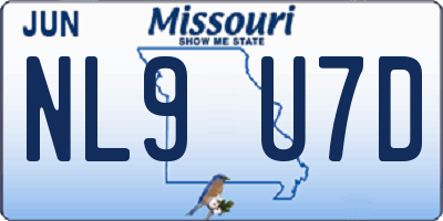 MO license plate NL9U7D