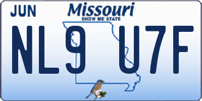 MO license plate NL9U7F