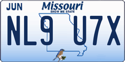 MO license plate NL9U7X