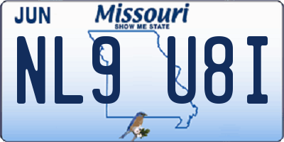 MO license plate NL9U8I