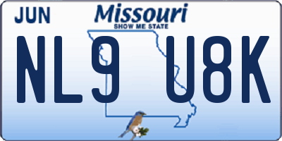 MO license plate NL9U8K