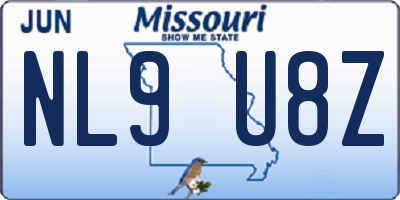 MO license plate NL9U8Z