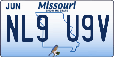 MO license plate NL9U9V