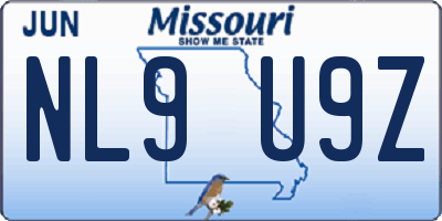 MO license plate NL9U9Z