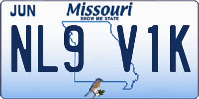MO license plate NL9V1K