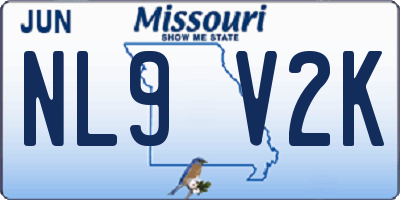 MO license plate NL9V2K