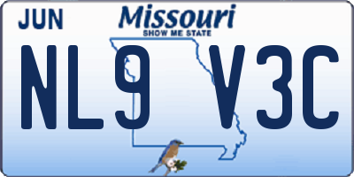 MO license plate NL9V3C