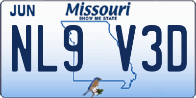 MO license plate NL9V3D